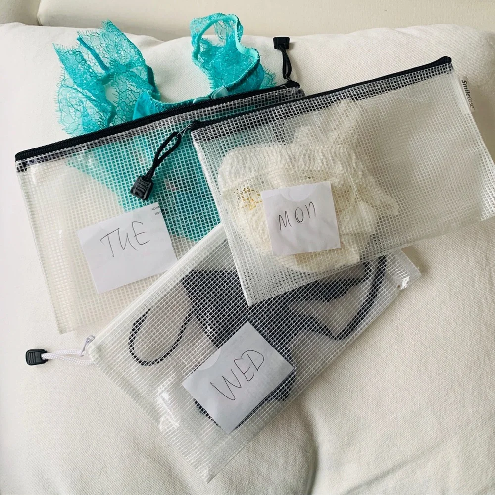 1-2-3pcs Clear Checked TSA Approved Traveling Zip Pouch Mini Hand Bag